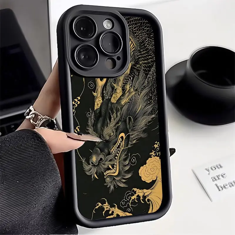 Роскошный противоударный чехол с драконом Тотем для IPhone 16 15 Pro Max 14 13 12 11 XR XS X 7 8 Plus SE
