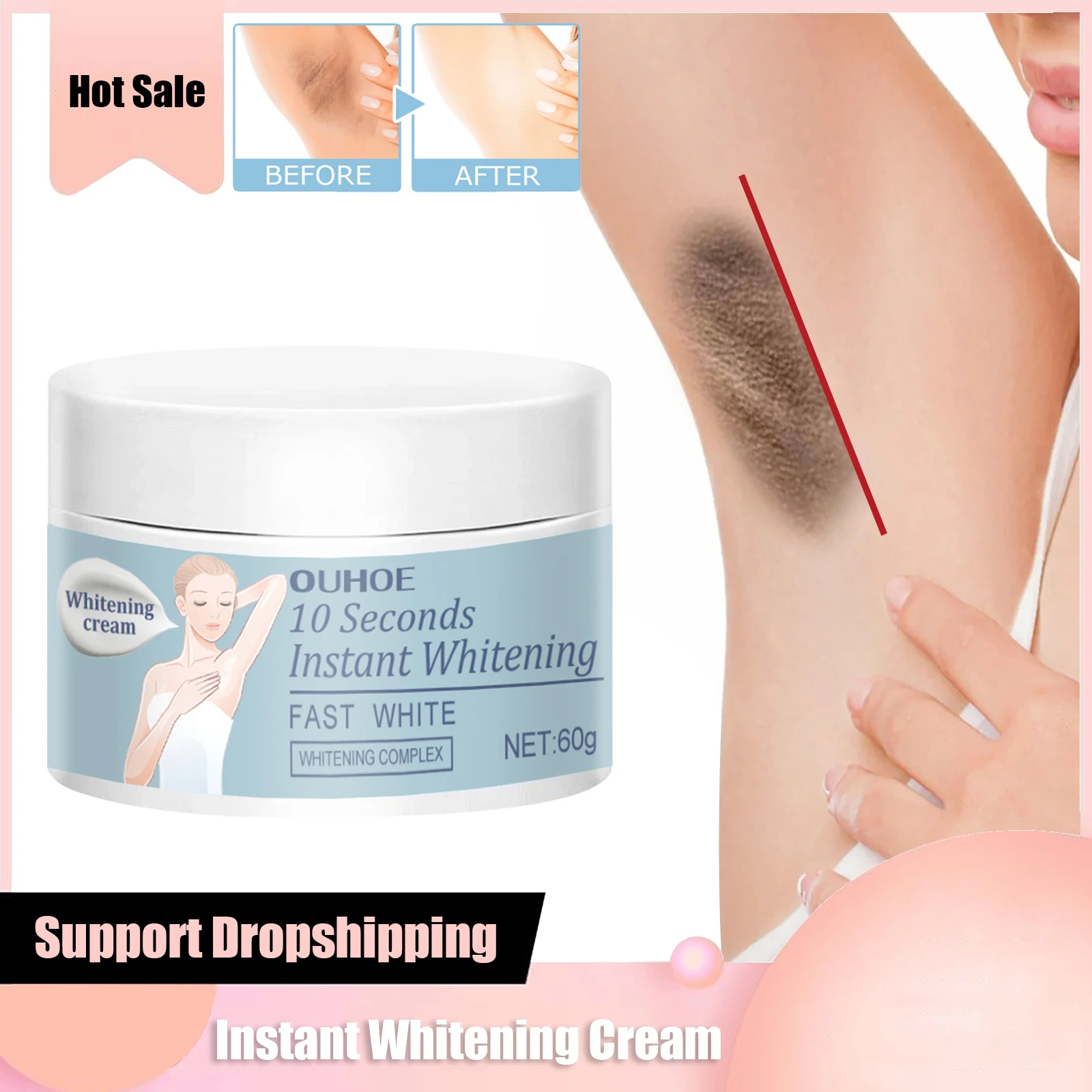 

Intimate Area Instant Whitening Cream Underarm Elbow Buttock Private Parts Bleaching Remove Melanin Dull Brighten Body Skin Care