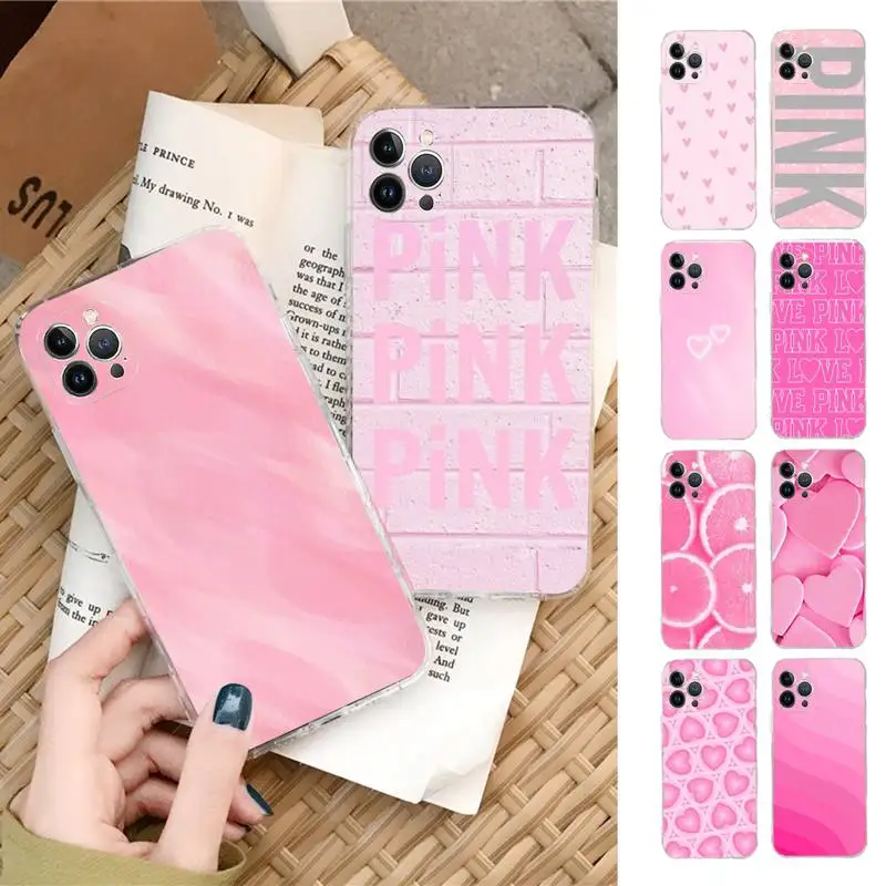 

PINK LOVE PINK Phone Case Silicone Soft for iphone 14 13 12 11 Pro Mini XS MAX 8 7 6 Plus X XS XR Cover