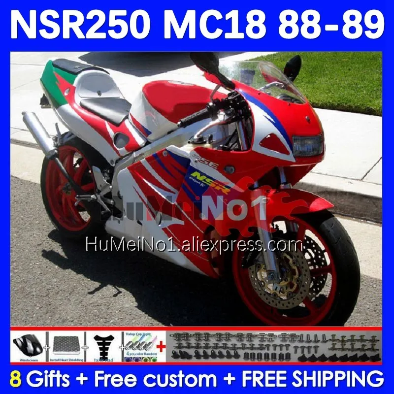 

Корпус для HONDA NSR250R NS250 NSR 250 R NSR 250R 1988 1989 131No.81 MC16 MC18 PGM2 NSR250 RR nsr25088 89 обтекатель, цвет красный, белый