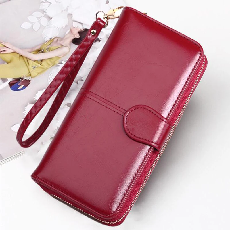 

Кожаный женский длинный кошелек на молнии, кошелек, женский клатч, портмоне для подарка, Женский кошелек для денег, держатель для карт и монет 2023, держатель для монет