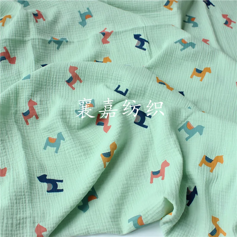 

50X135cm 100% Cotton Yarn Crepe Cartoon Printed Home Clothes Pajamas Fabric