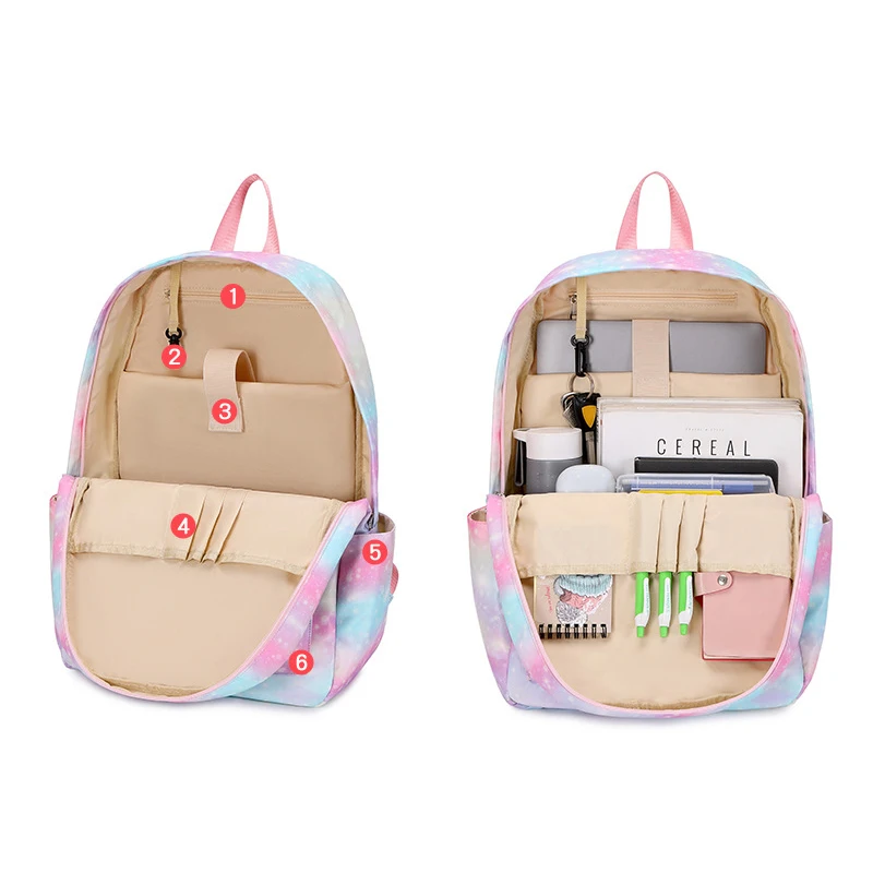 Водонепроницаемый рюкзак для девочек-подростков 3 в 1 набор школьных сумок книг