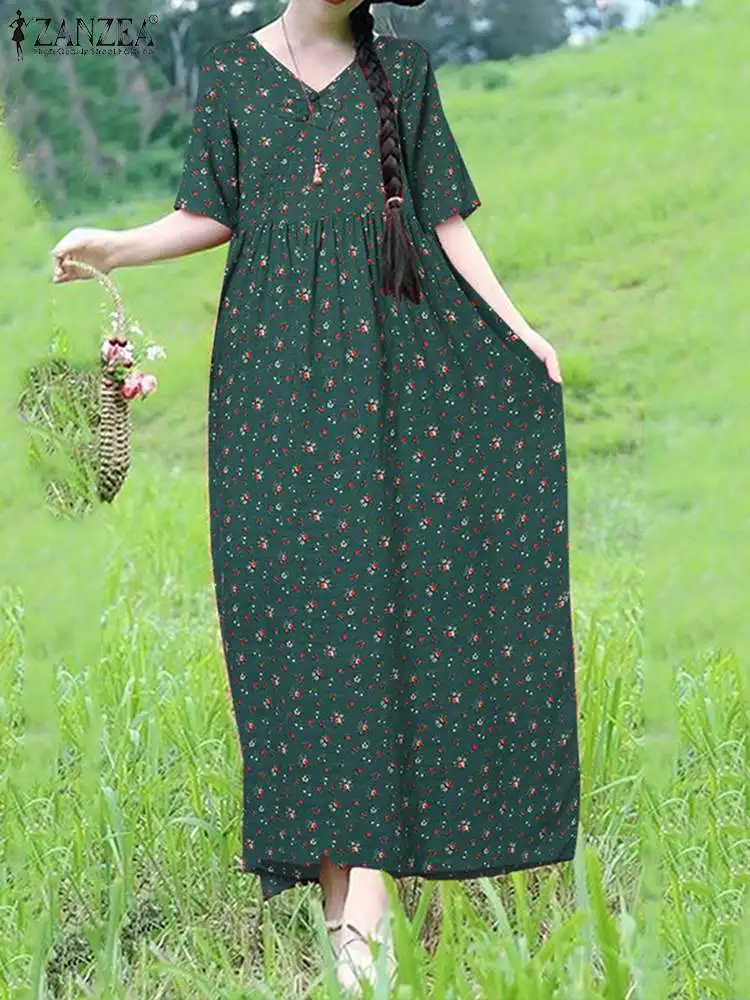 Сарафан ZANZEA с цветочным принтом