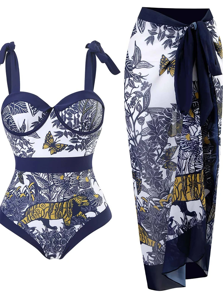 

Боди, бикини, накидка, комплект с юбкой, женский купальный костюм, купальник, 2023, модный, новый, с принтом, бандаж, сексуальный, пляжный, боди, накидка, комплект