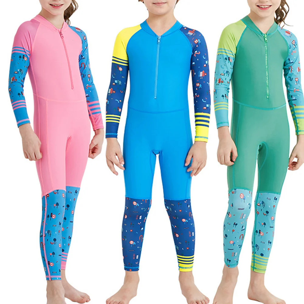 

Children Diving Suit Long Sleeve Onepeice with Sun Protection Swimsuit for Children Kids Sun Protection Wetsuit MC889
