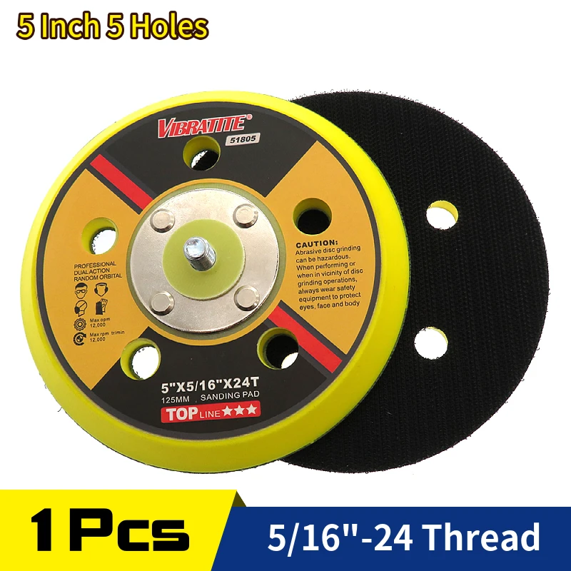 5 Inch Dual-Action Hook & Loop Molded Urethane Flexible Back