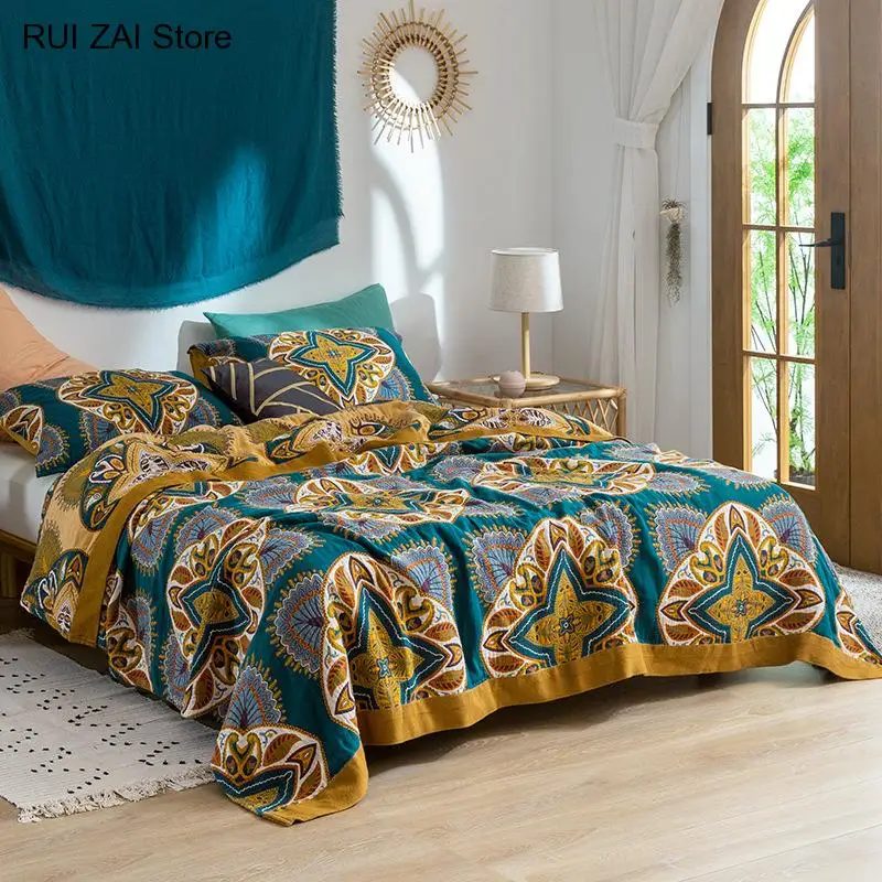 

Muslin Gauze Yarn Blanket Summer Bed Coverlet Plaid Baby Sleeping Quilt Cover Home Comforter