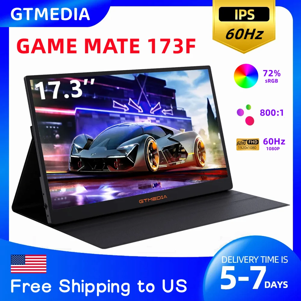 GTMEDIA 17 3-дюймовый портативный монитор IPS FullHD-экран 1920*1080 дорожный игровой дисплей