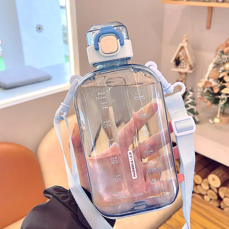 

Direct Drinking Portable Drinking Kettle 750ml Paper Pad Water Bottle Flat Large Capacity Scale Student Outdoor Fitness Exercise