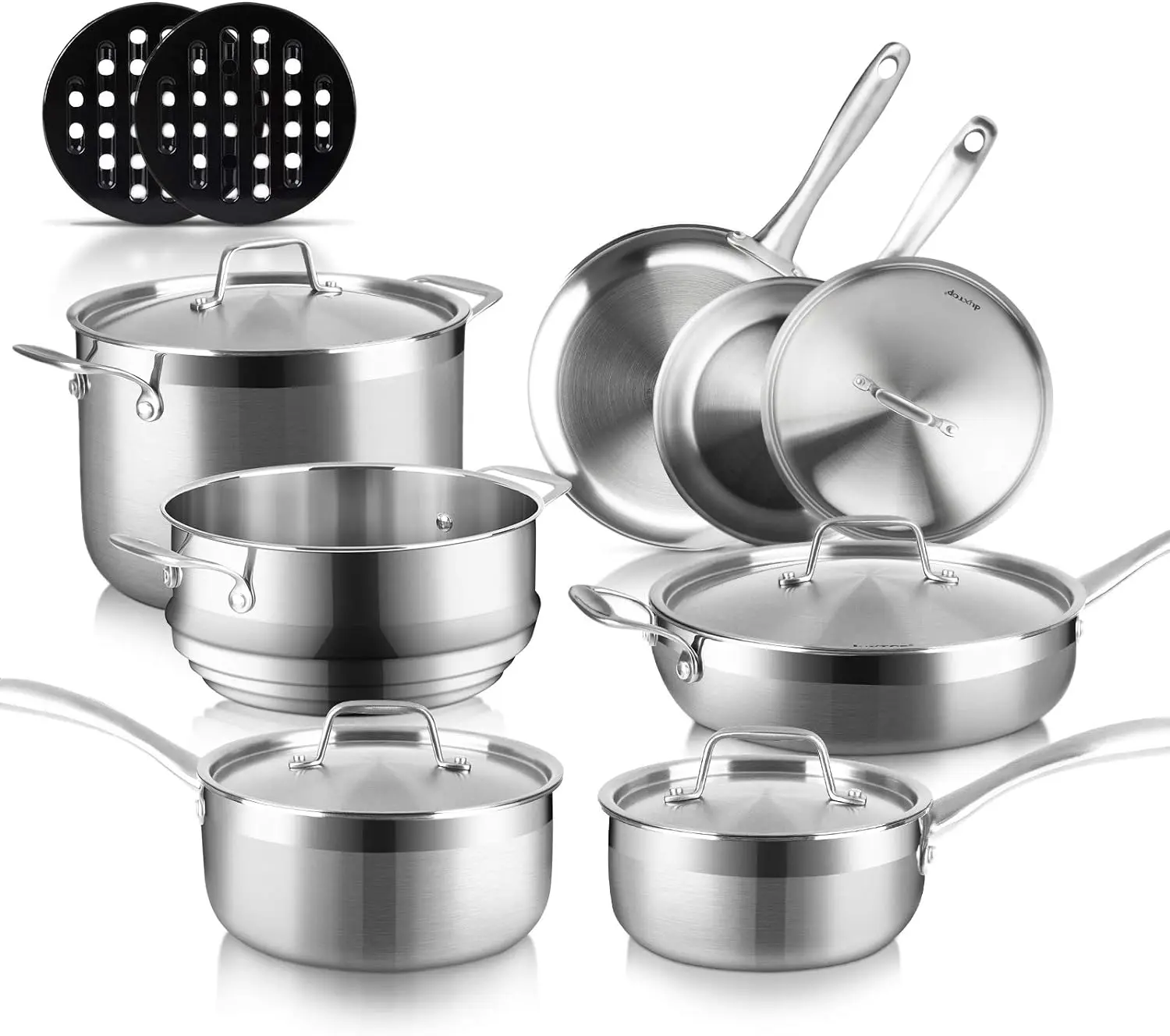 

Whole-Clad Tri-Ply Stainless Steel Induction Cookware Set, 14PC Kitchen Pots and Pans Set Plate for cooking Accesorios freidora
