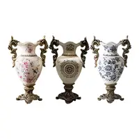 European Style Ceramic Vase Decorative Flower Pot Table Centerpiece Ornament Floral Arrangement for Kitchen Entryway Tabletop