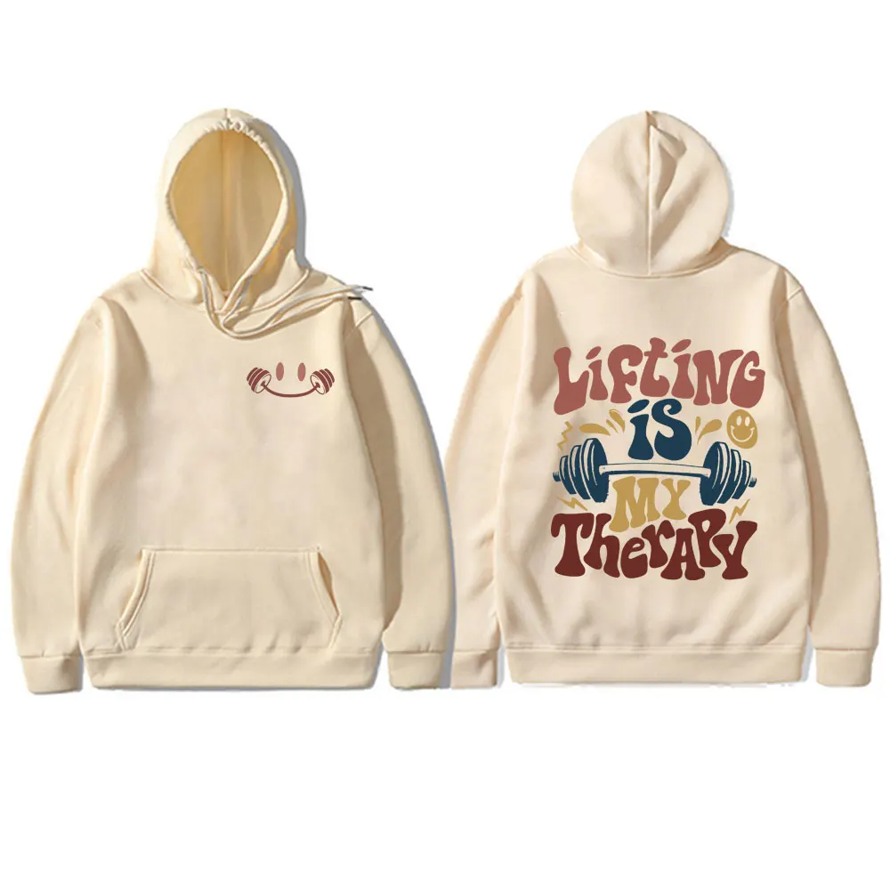 Lifting Is My Therary Gym Fitness Pump Cover Hoodie Male Art Aesthetic Pullover Hoodies Men's Fleece Cotton Oversized Tracksuit