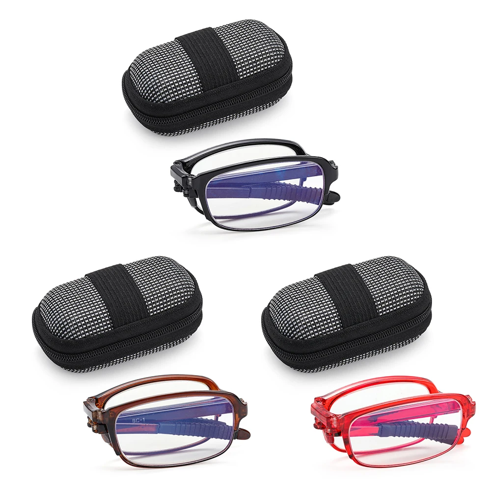 

Ultralight Folding Reading Glasses Women Men With Zipper Case Telescopic Rotation Presbyopia Eyeglasses Unisex Diopter +1.0~+4.0