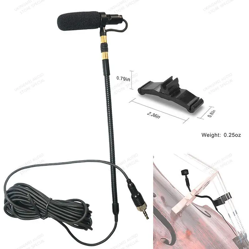 Microfone para Pena Sistema sem Fio Mic para Cinto-pacote Instrumento Musical Violoncelo Jogando Gooseneck Desempenho Transmissor