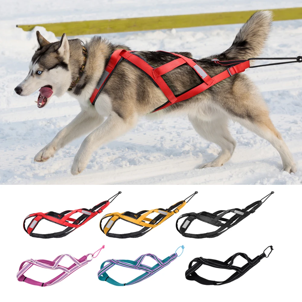 Reflective Dog Sled Harness Pet Weight Pulling Sledding Harness For Large Dogs Mushing X Back Harnesses Skijoring Scootering