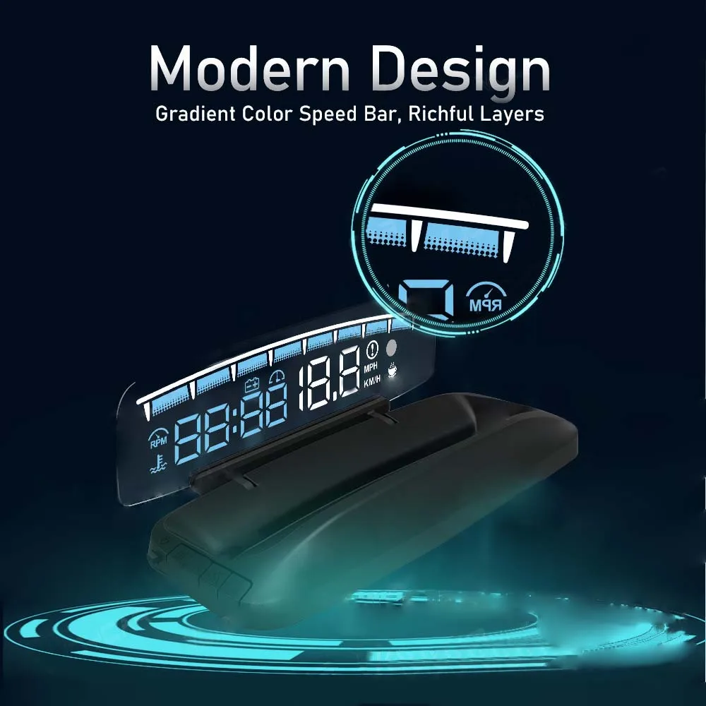 Дисплей на лобовом стекле HUD OBD2 скоростной проектор с отображением температуры