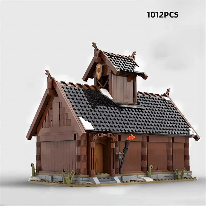 Строительный блок MOC зимняя викинская деревня средневековые времена уличный