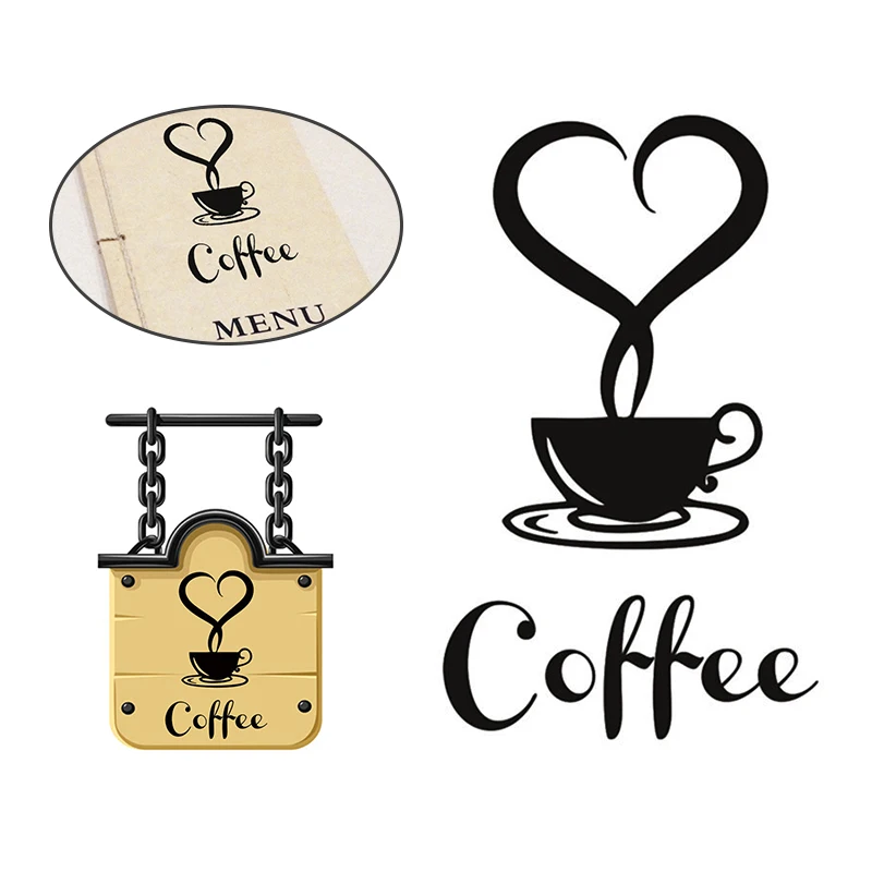 

Creative Coffee Cup Art Decal Wall Sticker Wall Panels Self-adhesive Cartoon Wallpaper For Kitchen Office Coffee Shop Home Decor