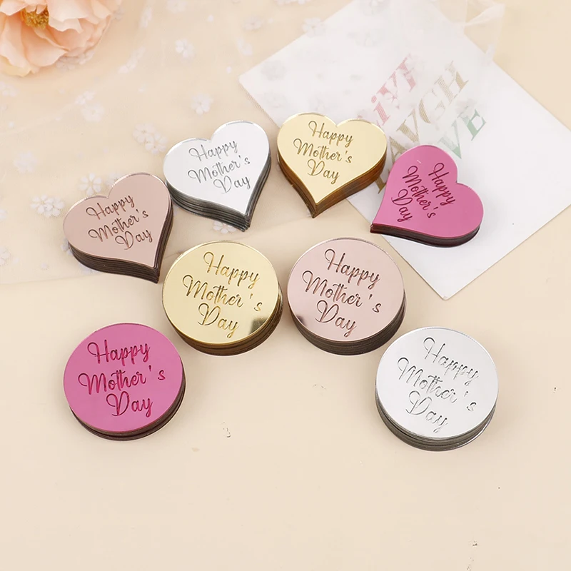 

10pcs Happy Mother's Day Father's Day Cupcake Topper Gold Acrylic Cake Topper for Mom/Dad Birthday Party Cake Decorations