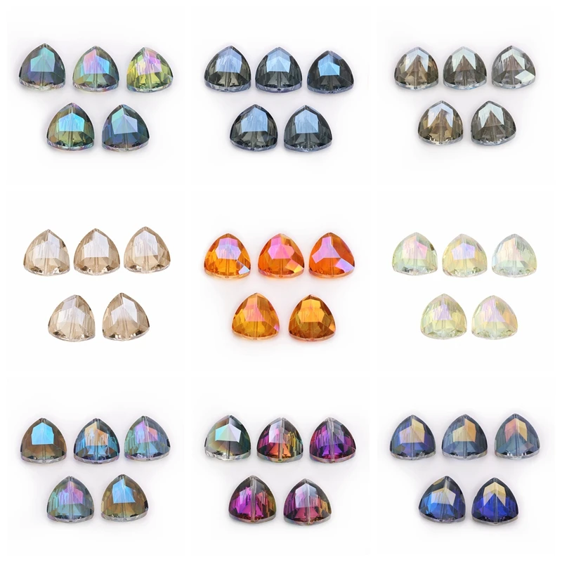 

10Pcs 18mm Loose Beads Crystal Rondelle Crafts Jewelry Making DIY Finding Faceted Triangle Charms Spacer Bead Glass