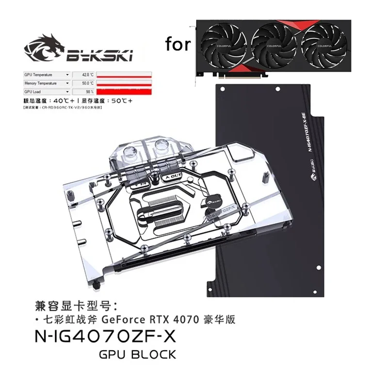 Водяной блок Bykski для красочной графической карты GeForce RTX 4070 Battle/медный радиатор
