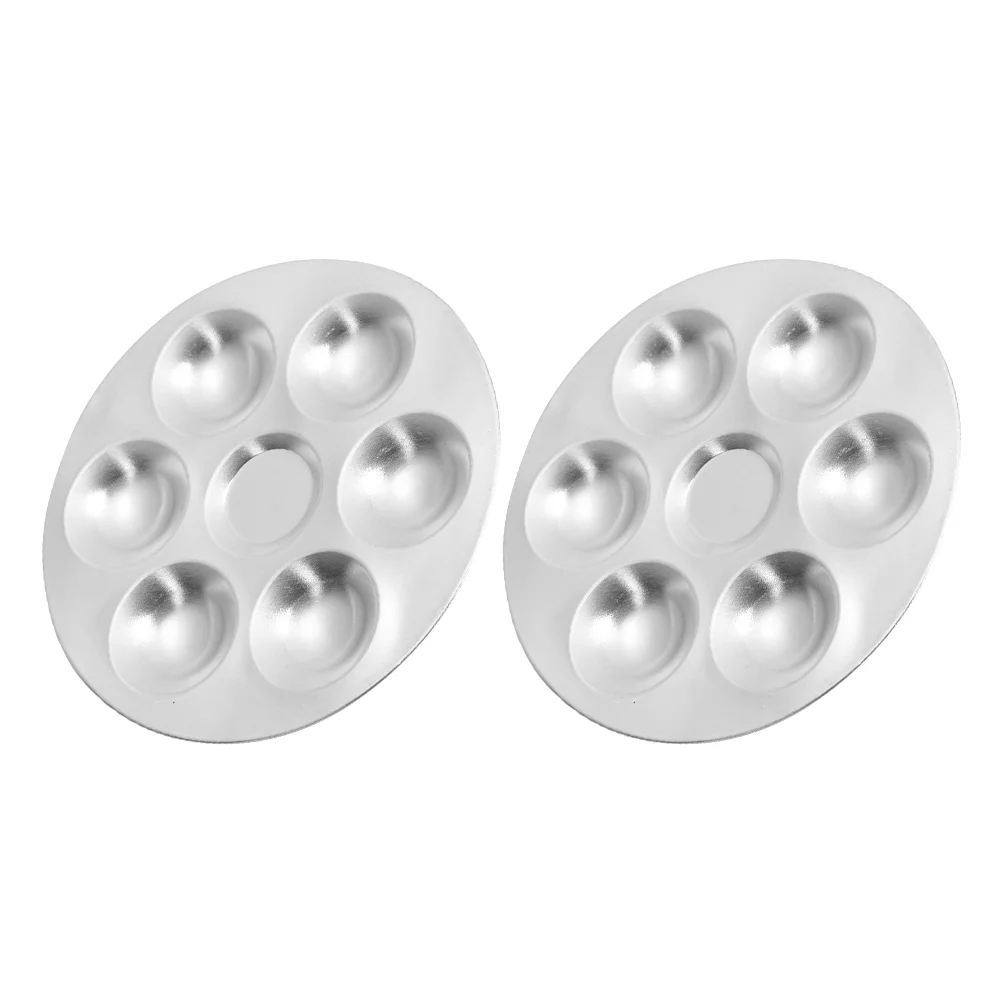 

2 Pcs Palette Nail Practical Paint Plate Calligraphy Pigment Tray Mixing Trays Painting Color Mixer Stainless Steel Child