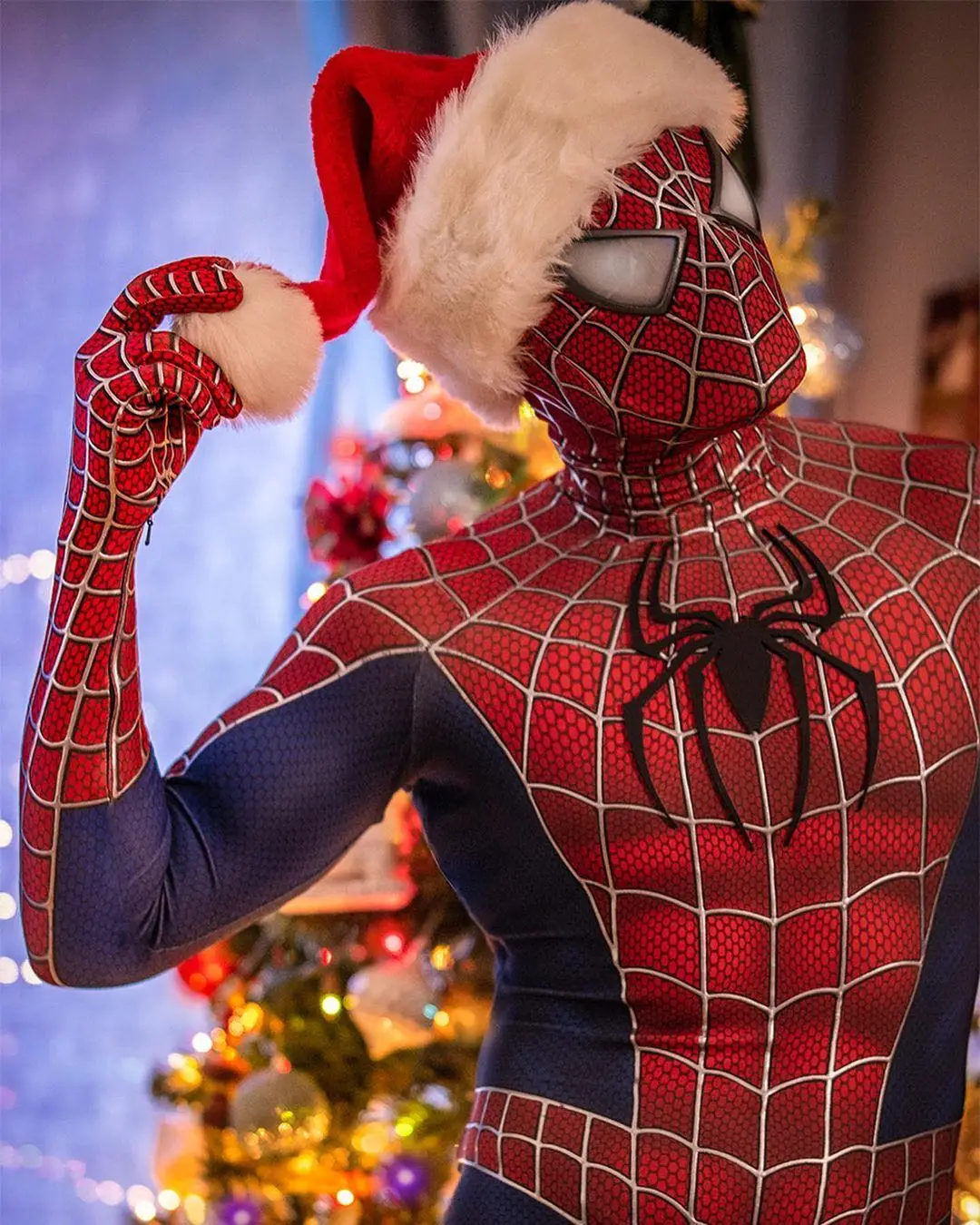 Классический Maguire Raimi SpiderMan косплей 3D логотип боди супергерой наряд Человек-паук