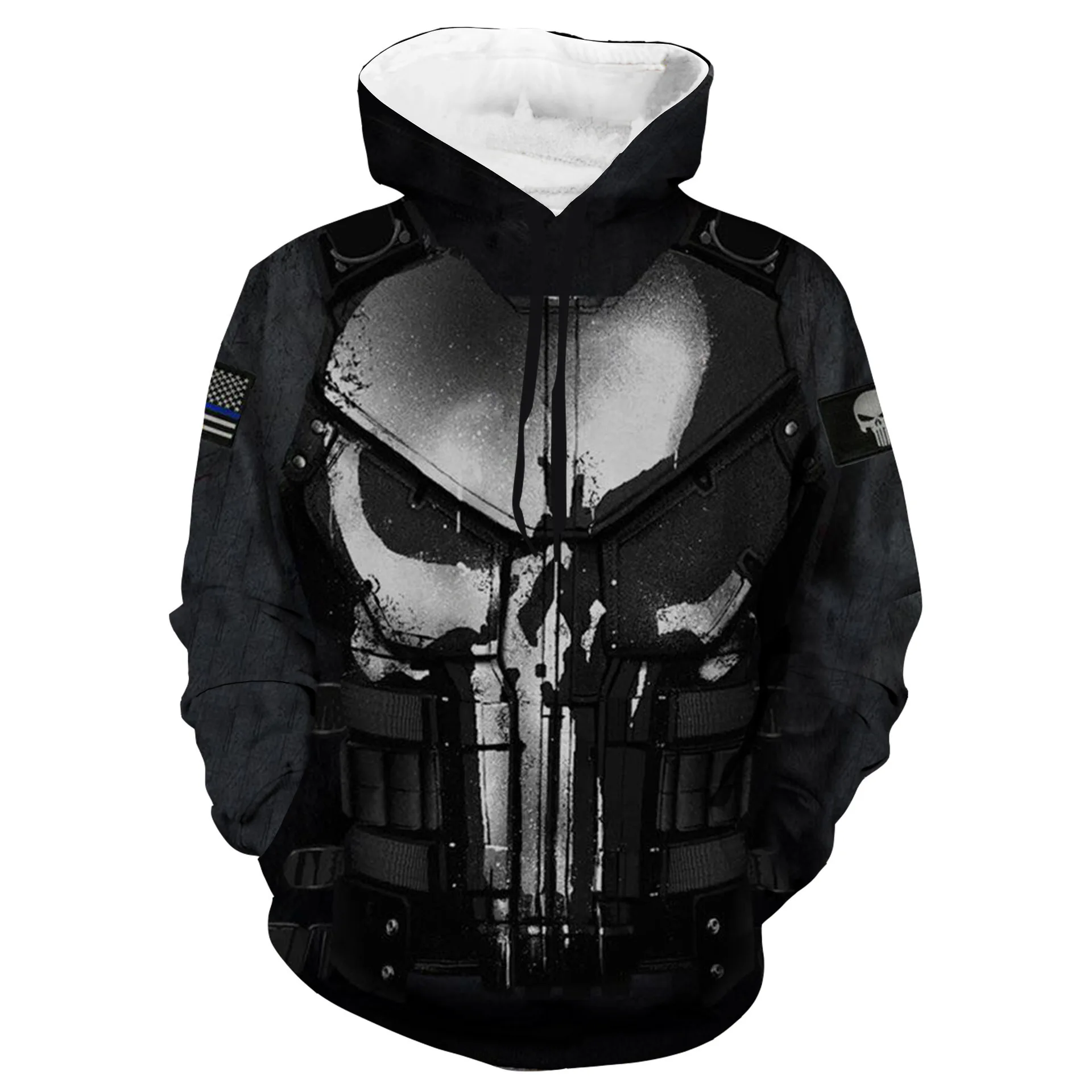 

Hero Punisher Hoodies Cosplay Costumes Punisher 3D Printed Zip-up Hoodies 2019 Cartoon Hoodie Jacket Men Cool Sport Sweatshirts