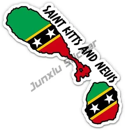 

Saint Kitts and Nevis Map with Flag Vinyl Sticker Decal for New Version Motocross Racing Laptop Helmet Trunk Die-Cut Waterproof