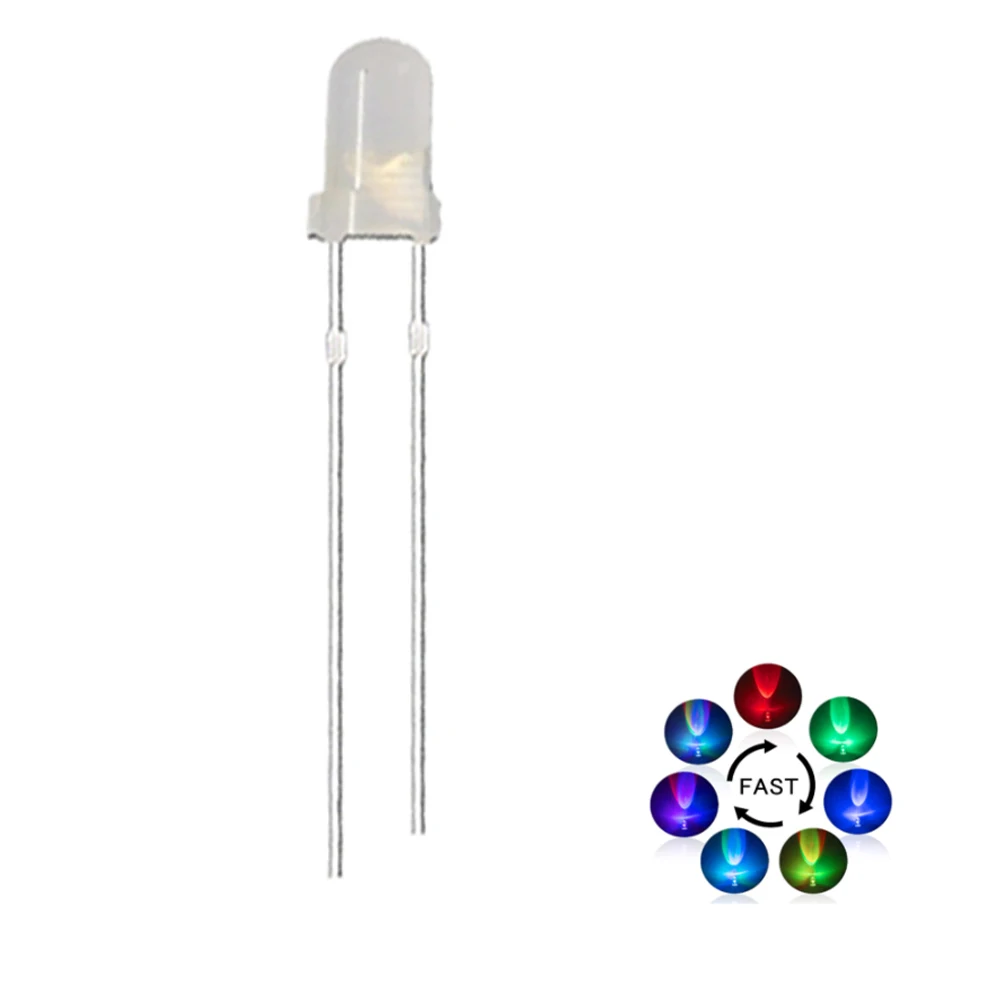 

200PCS 3mm Diffused Fog LED Diode Fast/Slow Flash Multicolor Bulb Lamps Indicator Light Emitting Diodes Electronics Components
