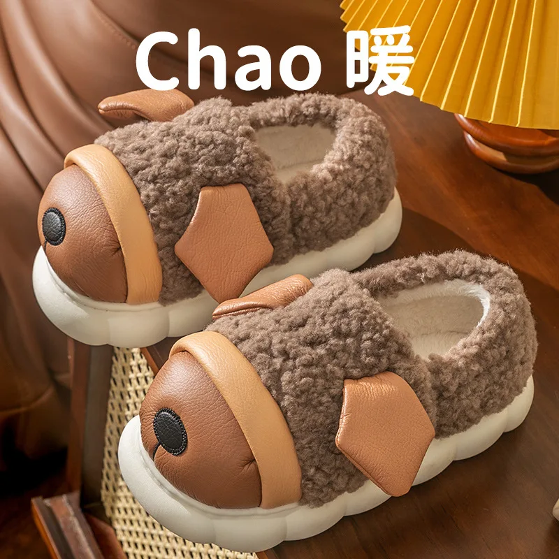 

Женские хлопковые домашние тапочки, теплые плюшевые тапочки на толстой подошве, для улицы, Осень-зима 2023