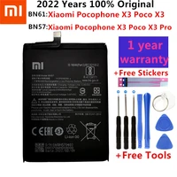 2022 100  Original Xiao BN57 BN61 6000mAh Phone Battery For Xiaomi Pocophone Poco Pro Replacement Batteries Tool