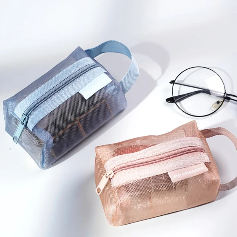 Однотонный квадратный трехмерный прозрачный сетчатый кошелек для монет