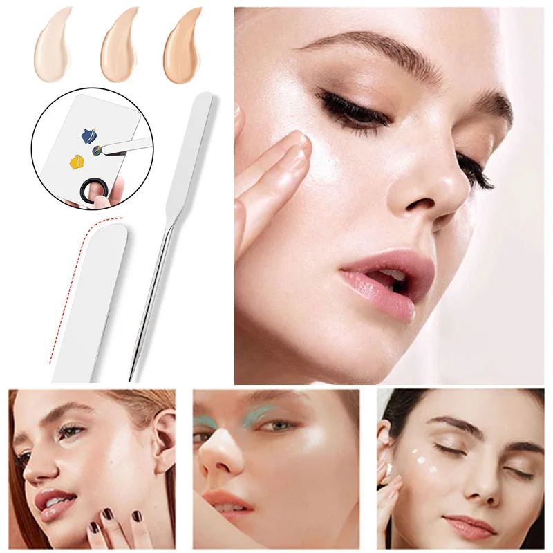 

New 1Pcs Stainless Steel Dual Heads Makeup Toner Spatula Mixing Stick Foundation Cream Mixing Stick Tool Cosmetic Make Up Tool