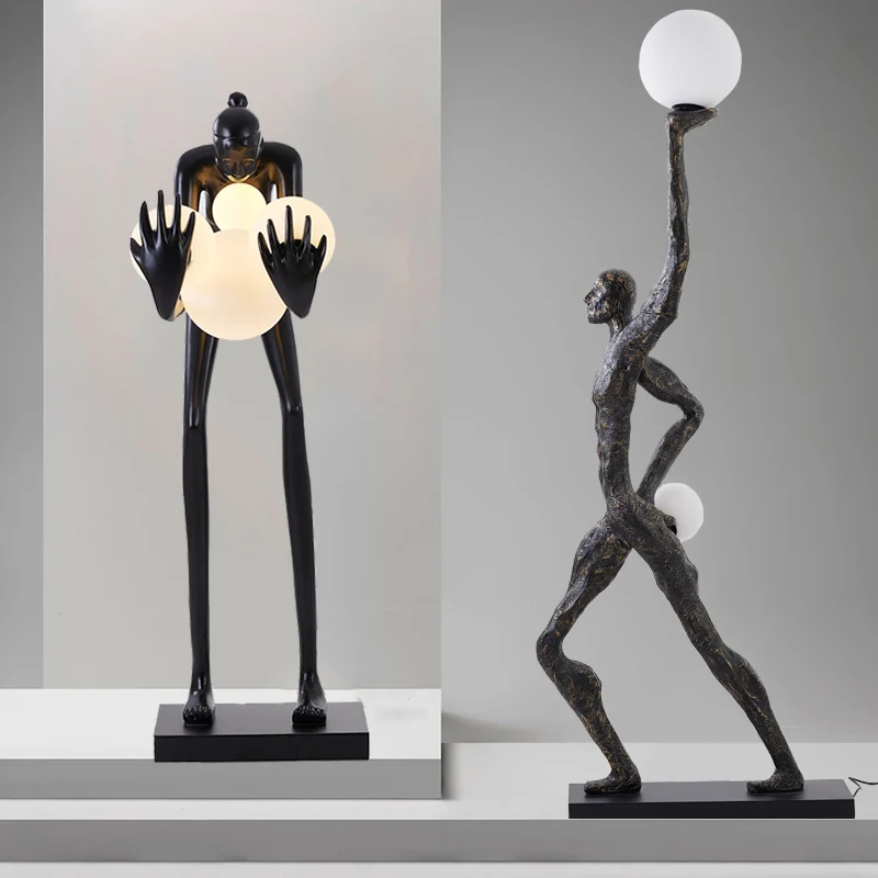 

FQ Living Room Creative Resin Sculpture Decorative FRP Humanoid Floor Lamp