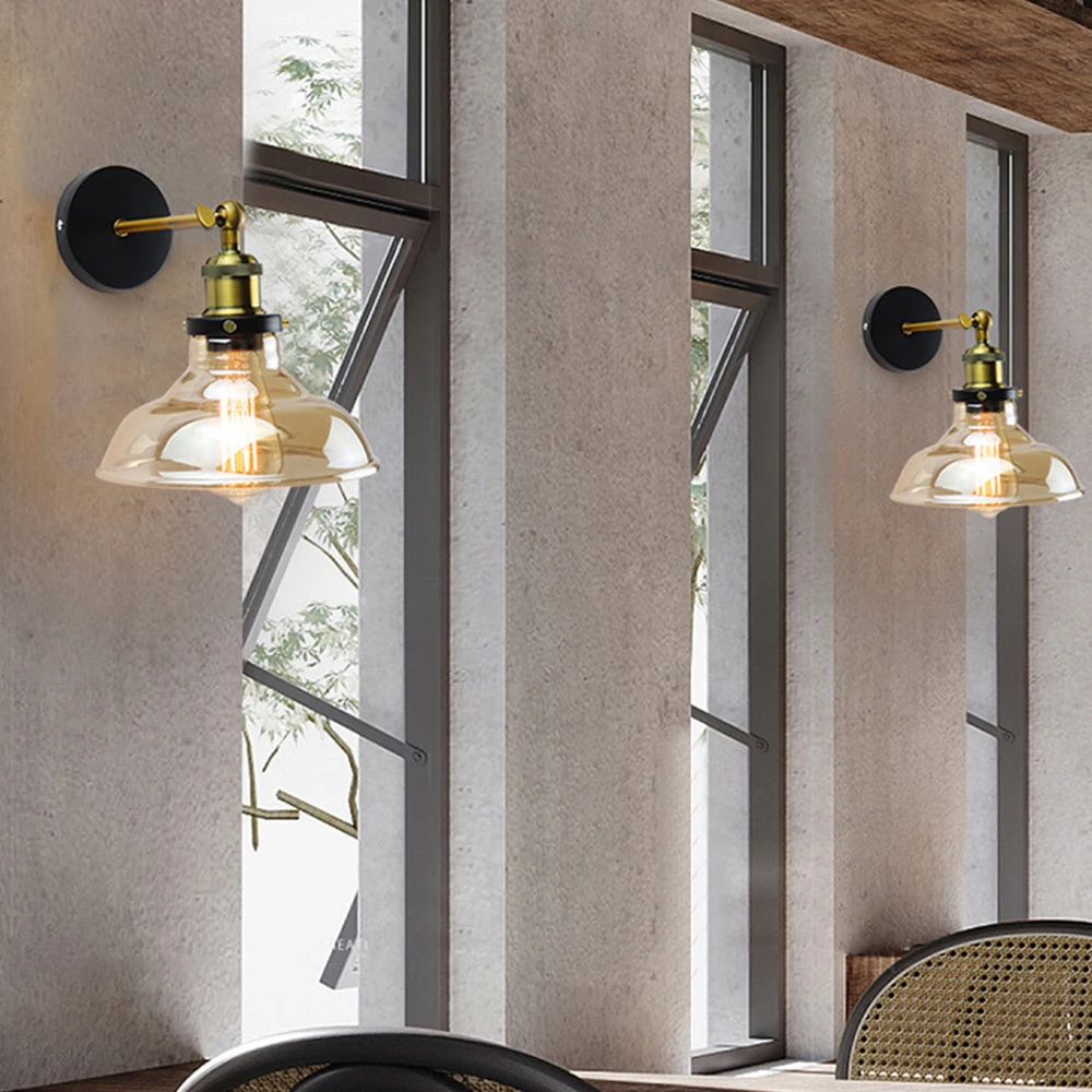 GZMJ LED Coffee Bar Loft Vintage Hang Lamp Wall Light Glass Rope Industrial Smoky Grey Colgante Luster Kitchen Garden