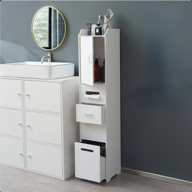 Bathroom Ultra-narrow Storage Cabinet Multi-layer Waterproof Toilet Side Cabinet Floor Standing Storage Shelves Home Accessories