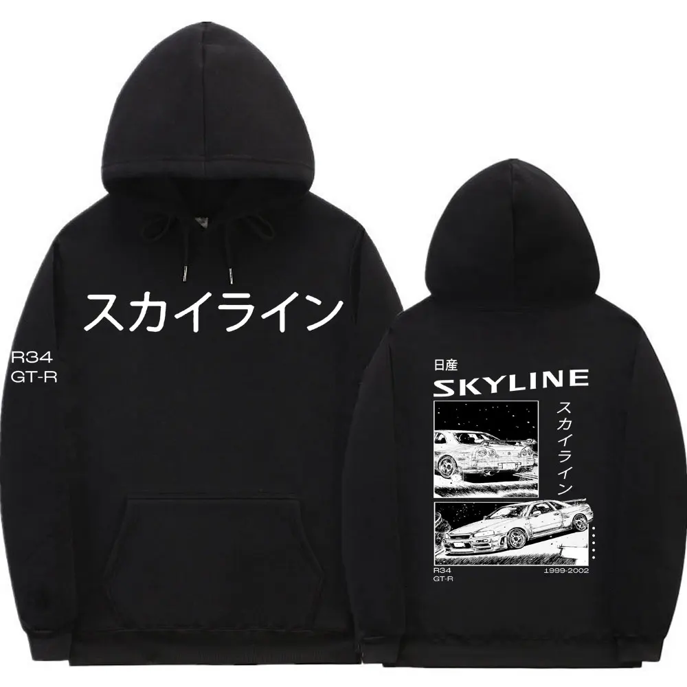 

Drift 90s Anime Cartoon AE86 Initial D Print Hoodie Sweatshirt Men R34 Skyline GTR JDM Hoodies Mens Fashion Original Streetwear