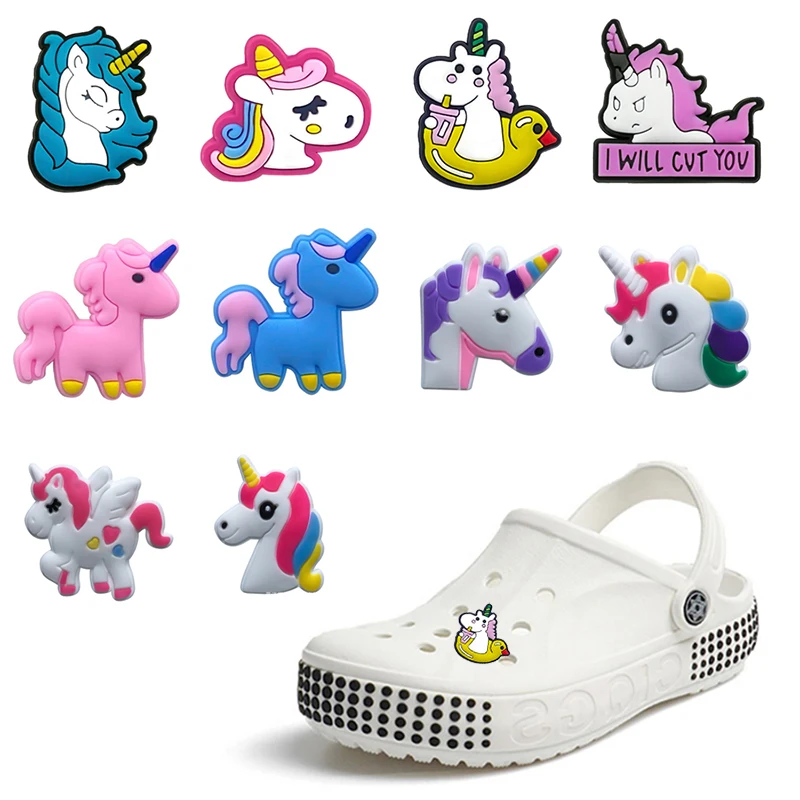 

Hot Sale 1pcs Cartoon PVC Shoe Charms Cute Unicorn Croc Slipper Accessorie Garden Shoe Ornament Buckle For Kids Gift Wholesale