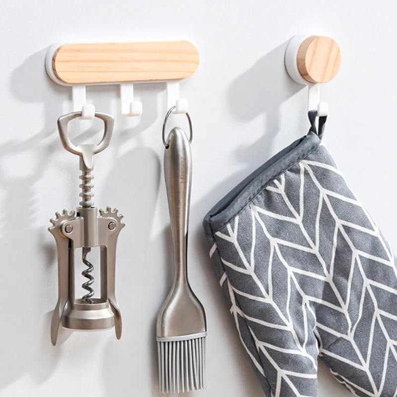 

Creative Pine Hook Room Organizer Wall Shelf Clothing Rack Home Decoration Accessories ABS Sticky Hook Key Holder Storage Rack