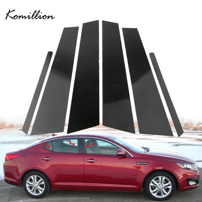 

Наклейка на стойки окна дверей автомобиля KIA Optima 2011 2012 2013, 2015, черного цвета, глянцевая, 6 шт.