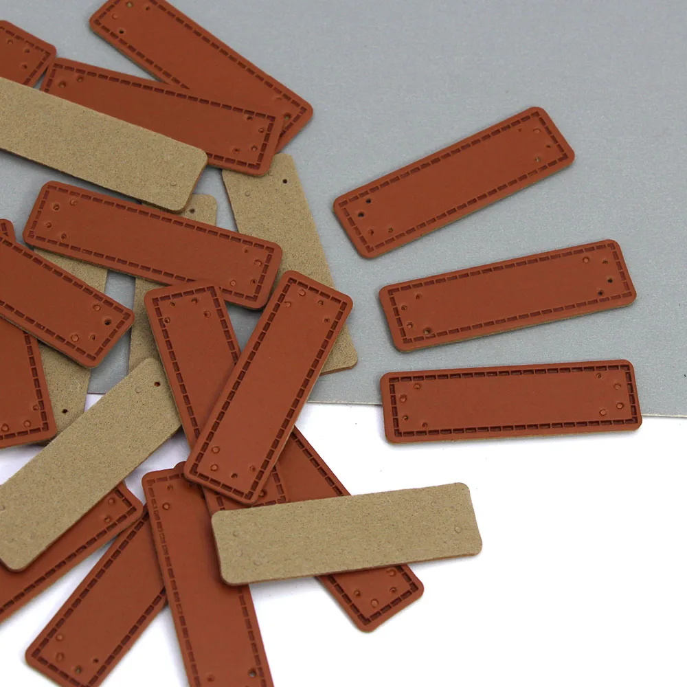 20 шт. коричневые кожаные этикетки 15 х50 мм | Дом и сад