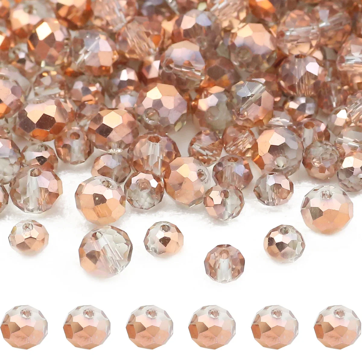 Розовые золотые плоские граненые круглые прозрачные стеклянные прокладки