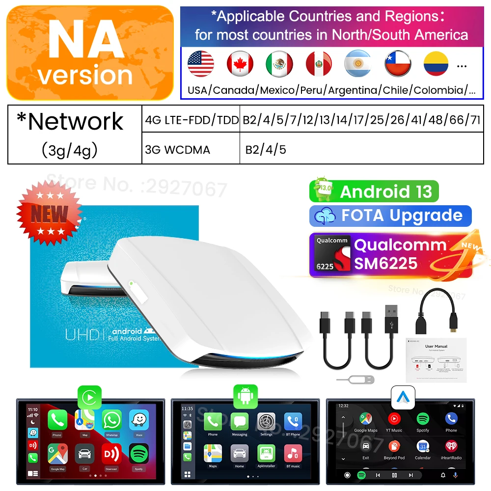 

Carlinkit UHD SDM660 6225 HDMI CarPlay Android 13 8+128G Беспроводной CarPlay Android Auto TV Box Для Потокового Воспроизведе...