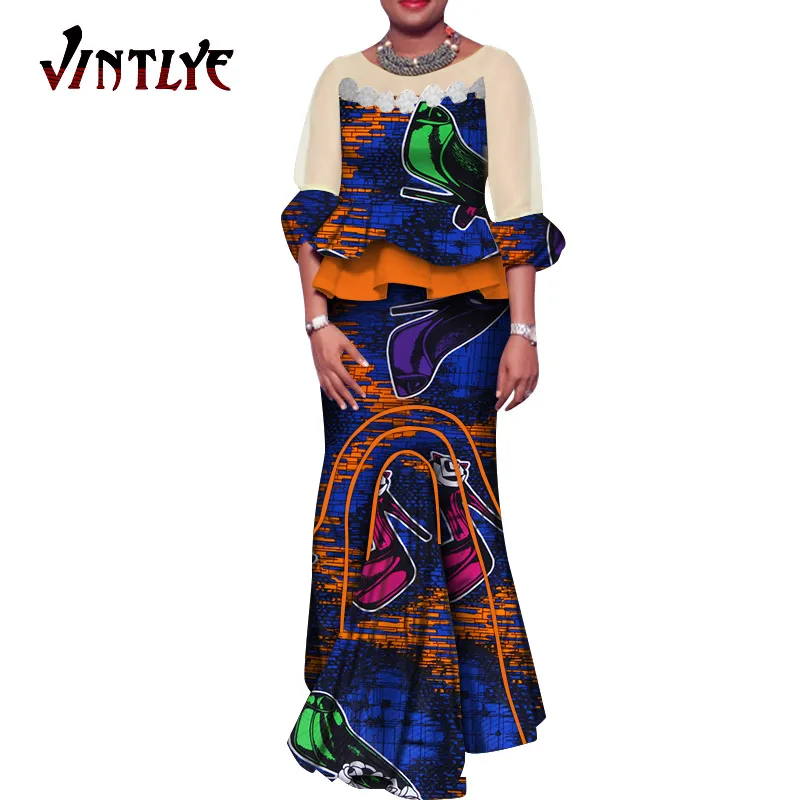 African Women Clothing Dashiki Party Dresses Fashion Robe Afircaine Femme Traditional Nigerian Clothes Abayas for Women WY7560