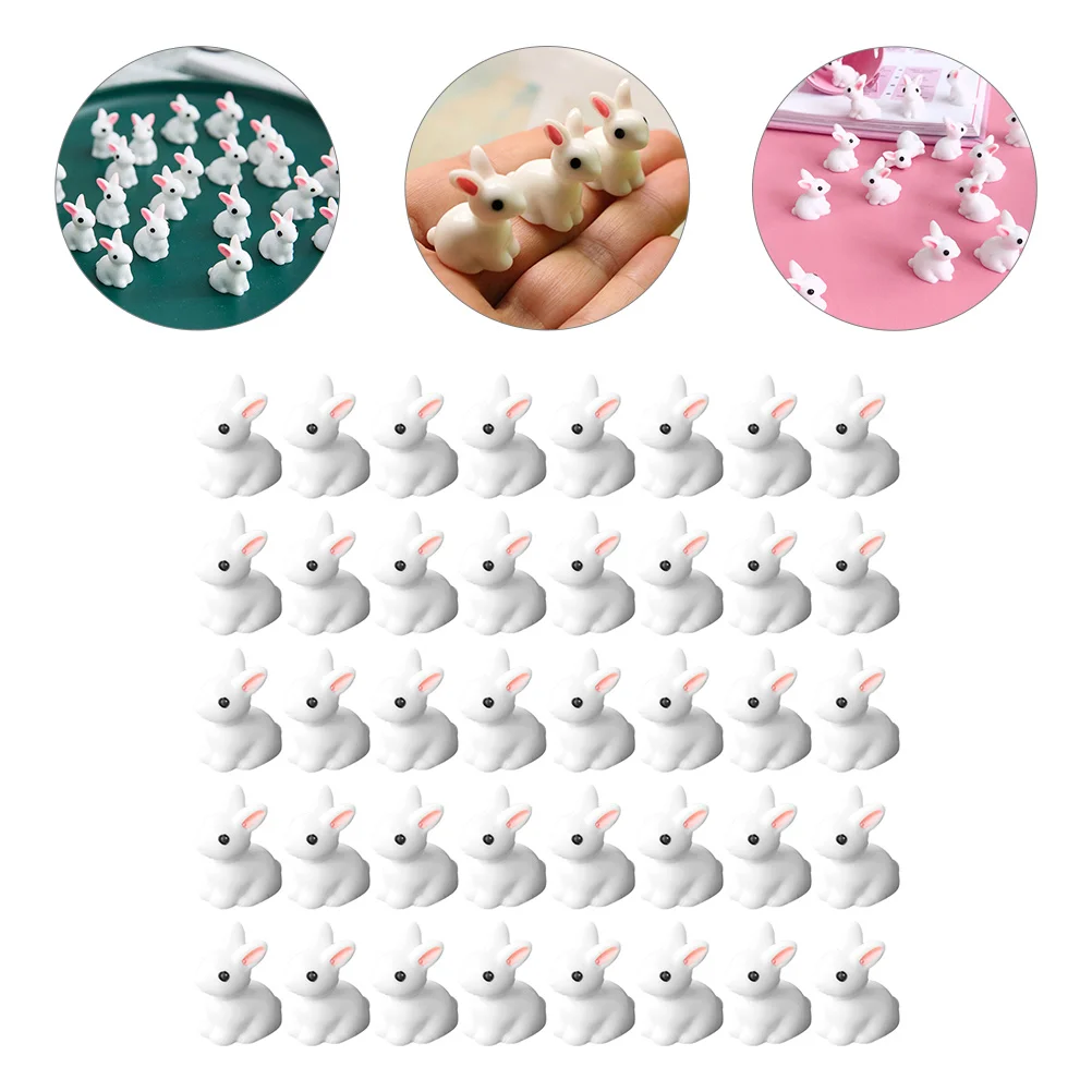 

Rabbit Bunny Figurine Mini Resin Ornament Easter Zodiac Decor Statue Garden Year Party Bonsai Supplies Cartoon Miniature Tiny