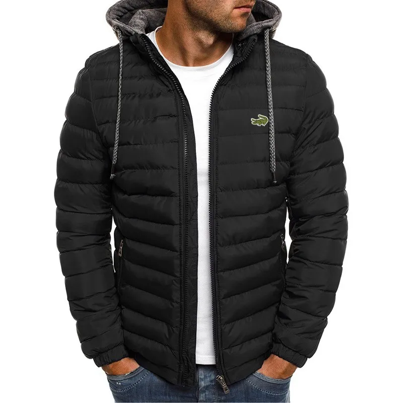 Embroidered CARTELO Autumn and Winter New Fashion Wind proof Waterproof Cotton Men's Parka Casual Hooded Thick Printed Warm Cott