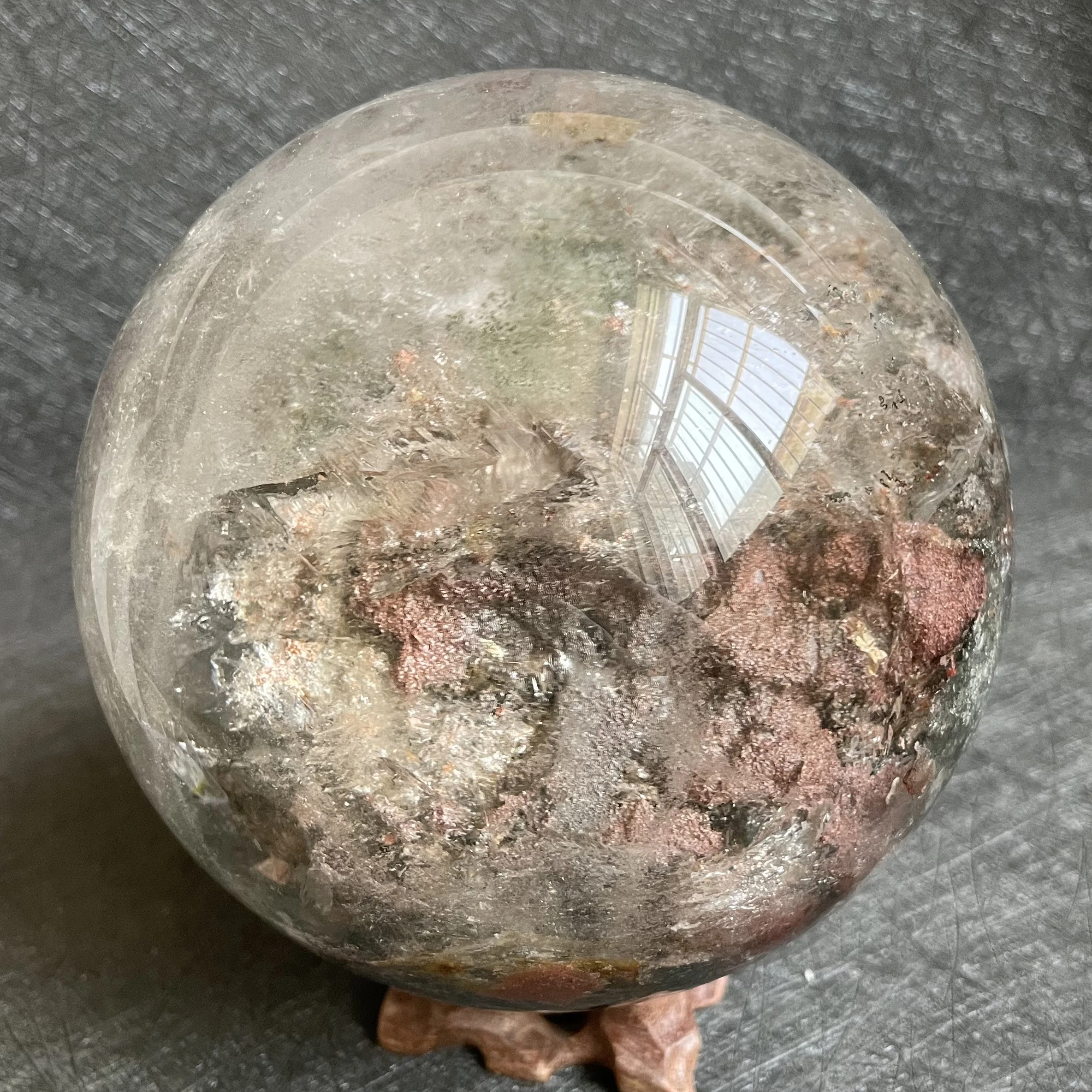 

2324g Natural Green Phantom Sphere Decoration Polished Quartz Crystal Ball Reiki Healing