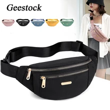 Geestock Waist Bags for Women Nylon Leisure Fanny Waist Pack Ladies Shoulder Crossbody Chest Bags All-match Belt Bag Handbags